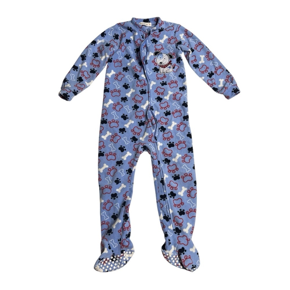 Charming‎ Blue Cartoon Print Fleece Kids Footie